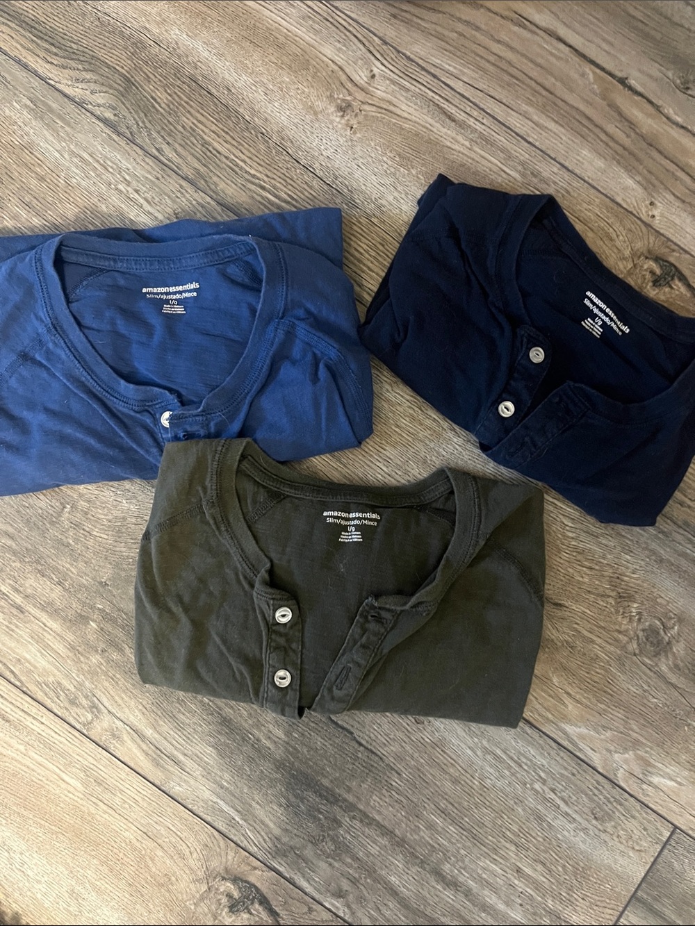 Amazon Essentials Short Sleeve Henley Trio - Navy, Blue, Olive